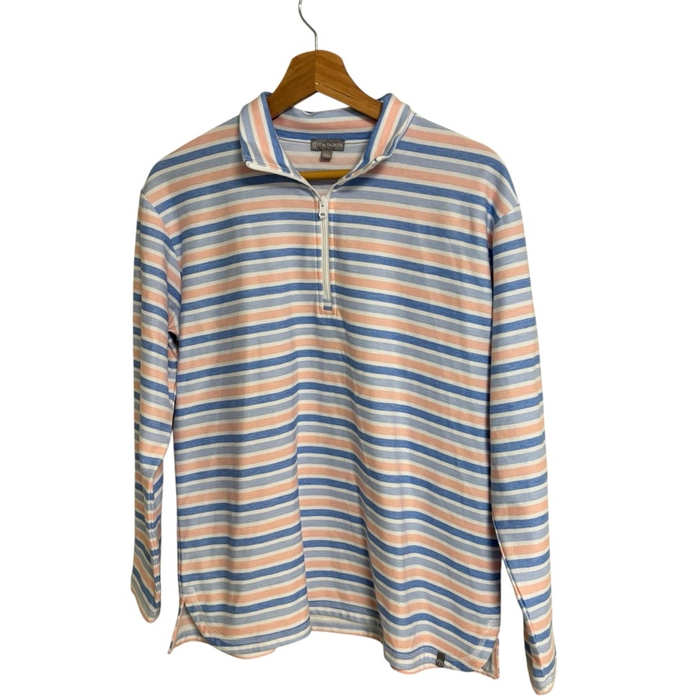 T by Talbots multicolor stripe 1/2 zip up weekend pullover sweater top size LP - Picture 5 of 12
